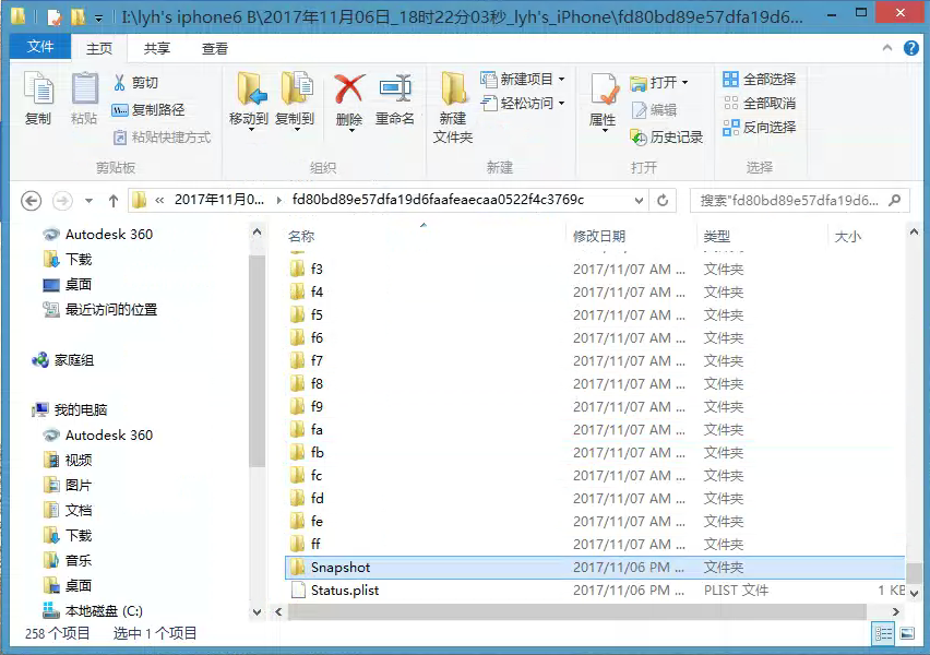 备份文件夹中的 Snapshot 目录